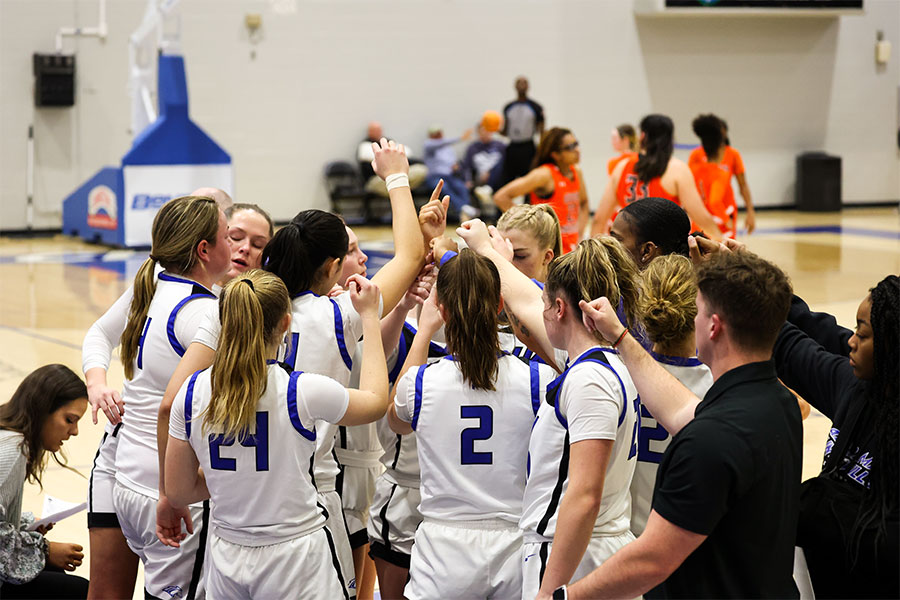 UAH Women's Basketball Team Huddle